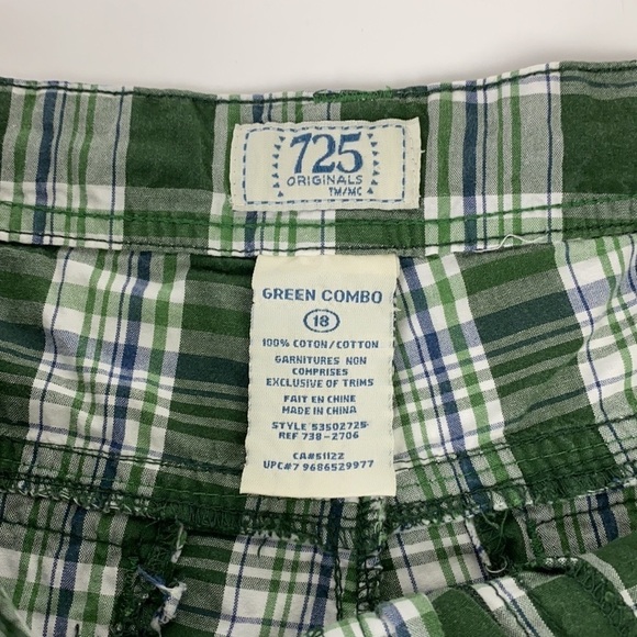 100% cotton plaid Green white Bermuda hiking shorts size 18 - Picture 3 of 16